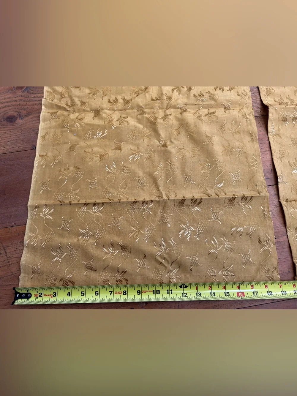 2 Fabric Panels Looks like spun gold Vintage 19